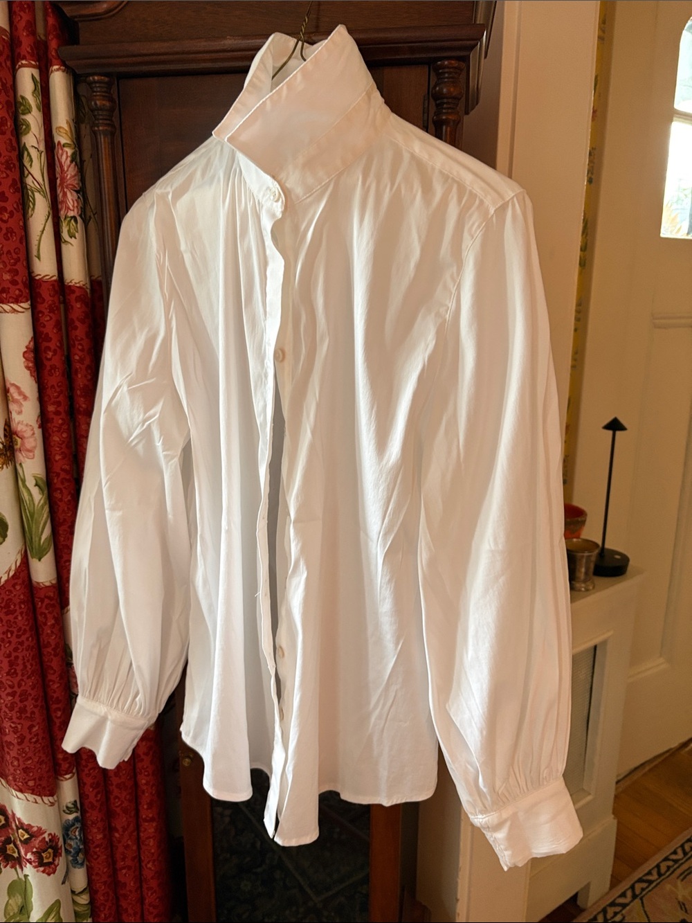 Chico's White Button-Front Women's Blouse with Stand Collar